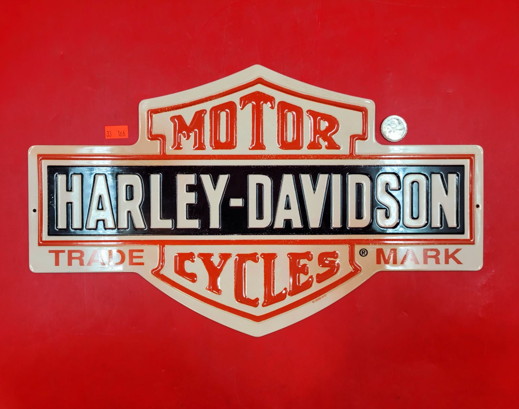 Harley-Davidson Distressed Tin Sign – Embossed #1 RWB Logo, 12.75 X 18 Inches, Multi-Color-654670