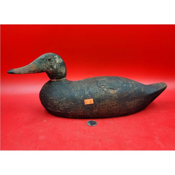 Antique Hand-Carved Duck Decoy (Weights Removed)