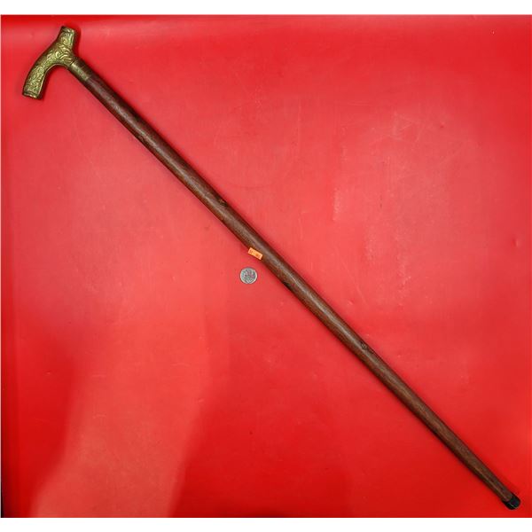 Wooden Walking Stick w/ Brass Handle