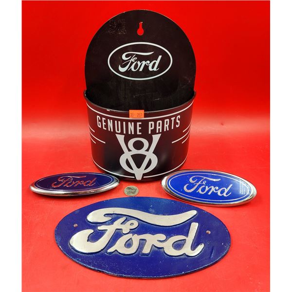 Ford Genuine Parts Wall Tray, Ford Metal Plaque & 2 Ford Emblems