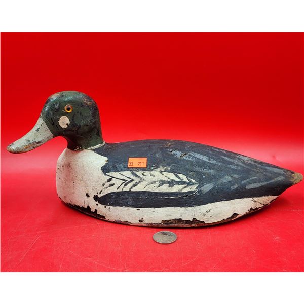 Hand Carved Antique Duck Decoy w/ Weights