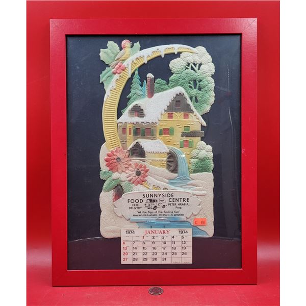 Framed 1970's Sunnyside Food Centre Advertising Calendar