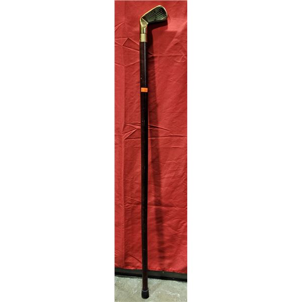 Wooden Golf Club Walking Stick w/ Brass Handle
