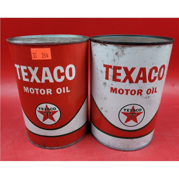Two Full VTG Texaco Motor Oil Cans