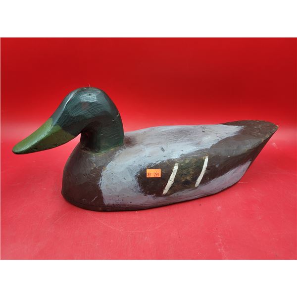 Antique Hand-Carved & Painted Wooden Duck Decoy (No Weights)