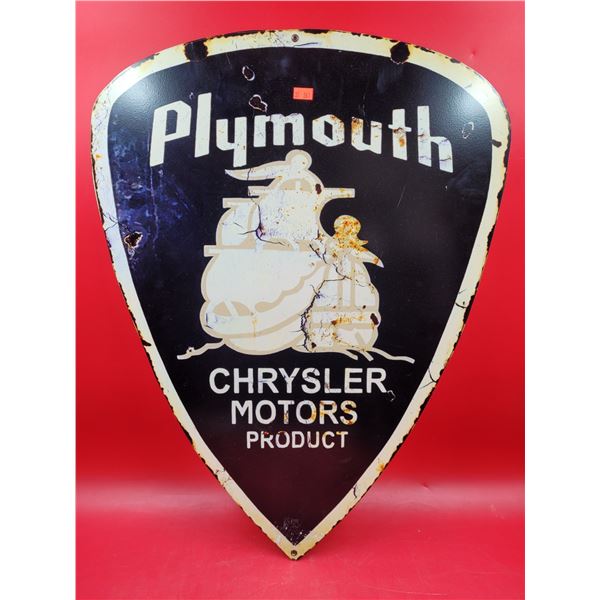 Metal Plymouth Chrysler Motors Product Advertising Sign