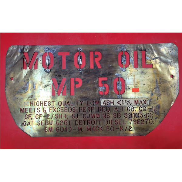 VTG Brass Motor Oil MP 50 Oil Drum Stencil