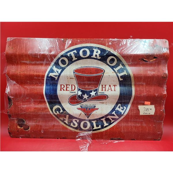VTG Red Hat Motor Oil Gasoline Sign
