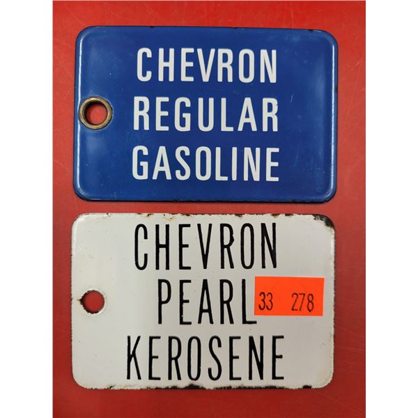 2 Porcelain Chevron Gasoline/Kerosene Signs