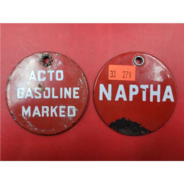 2 Porcelain Gasoline Signs