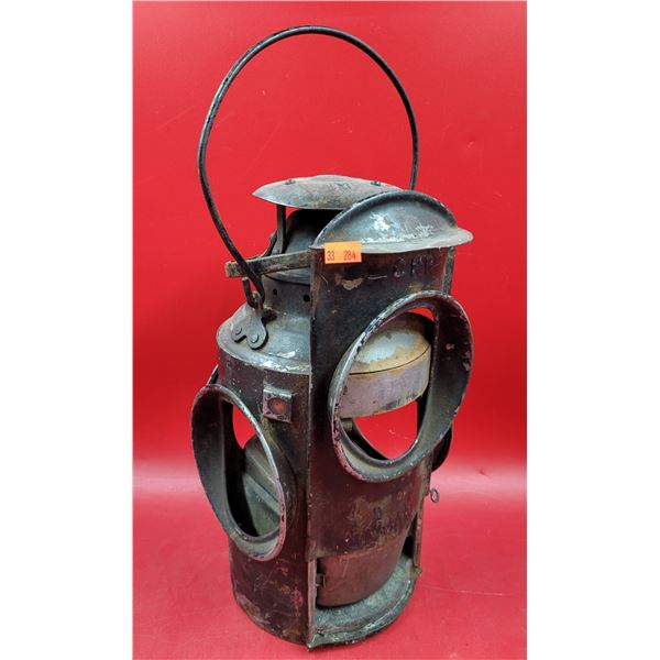 Antique HLP 4-Way Railroad Switch Lantern