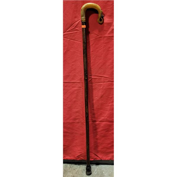 Wooden Walking Stick w/ Carved Handle
