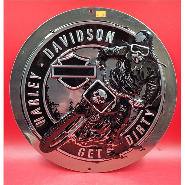 Embossed Metal Harley-Davidson "Get Dirty" Sign