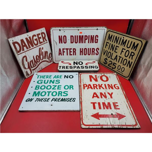Lot of VTG Metal & Wood Enforcement Signs