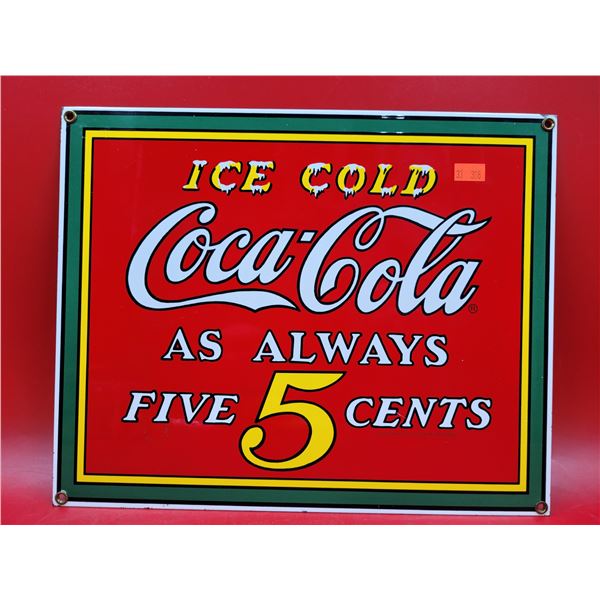 Porcelain 5 Cent Coca-Cola Advertising Sign