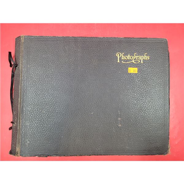 VTG Leather Photo Album w/ Assorted Photos
