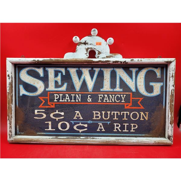 Wooden Sewing 5 Cents a Button Sign