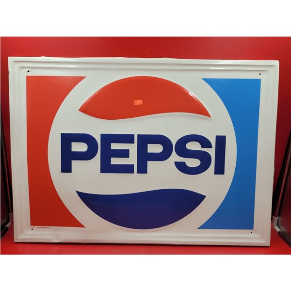 Embossed Tin Pepsi-Cola Advertising Sign