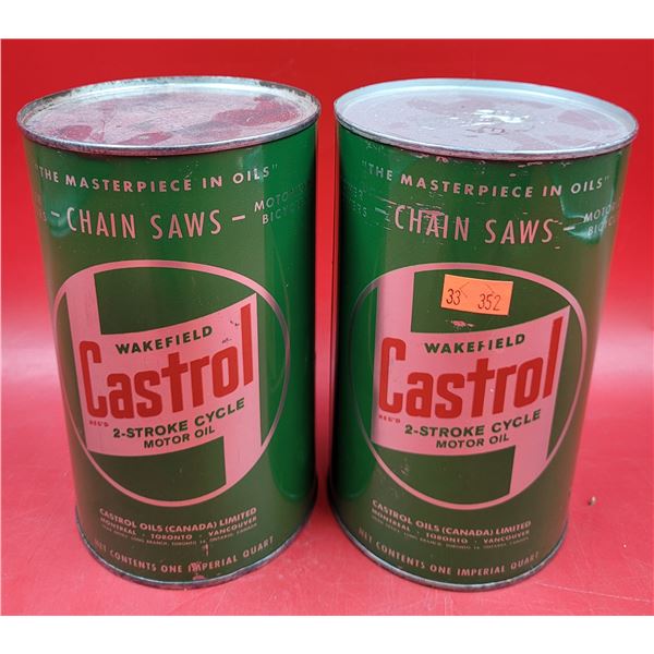 2 Full Castrol Motor Oil Cans