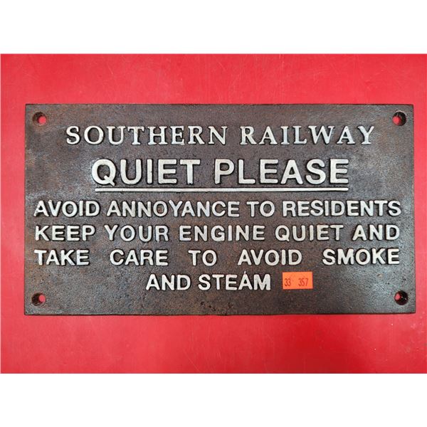 Heavy Cast Iron Railway Plaque