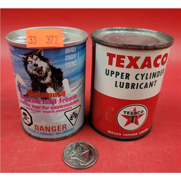 Full Malamute Anti-Freeze Can & Full Texaco Lubricant Can