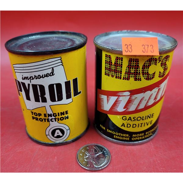 Full Improved Pyroil Can & Full Mac's Gasoline Additive Can