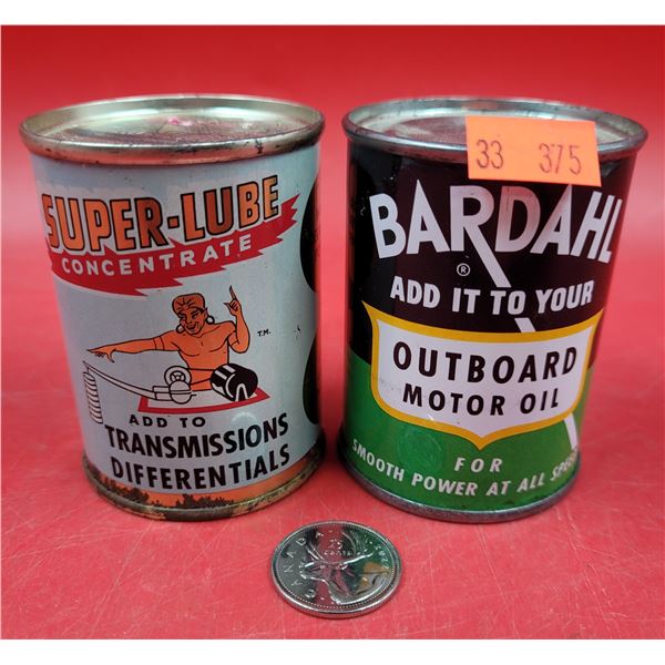 Full Super-Lube Concentrate Can & Full Bardahl Motor Oil Can