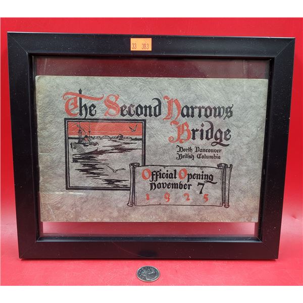 Framed The Second Narrows Bridge 1925 Opening Booklet