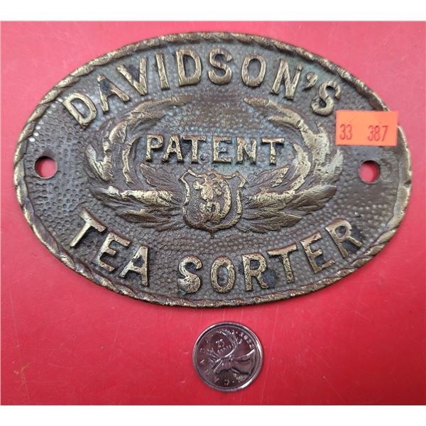 Brass Davidson's Tea Sorter Plaque