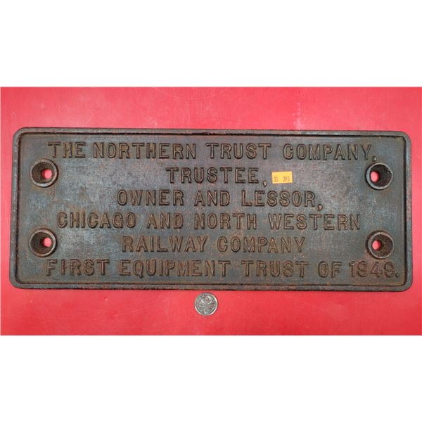 Heavy Cast Iron Chicago & North Western Railway Company Plaque