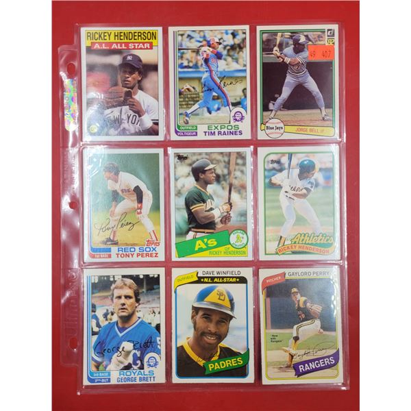 Lot of Assorted VTG Baseball Cards (Brett, Perez, Henderson, etc.)