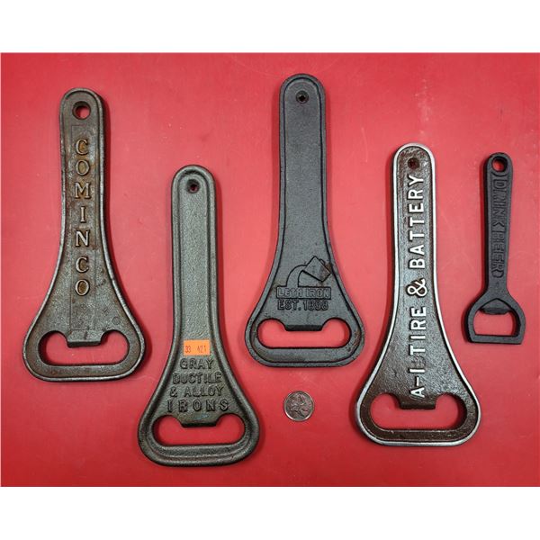 5 VTG Cast Iron Bottle Openers