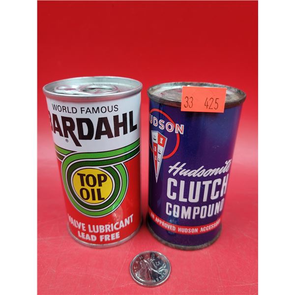 Full Bardahl Valve Lubricant Can & Full Hudson's Clutch Compound Can
