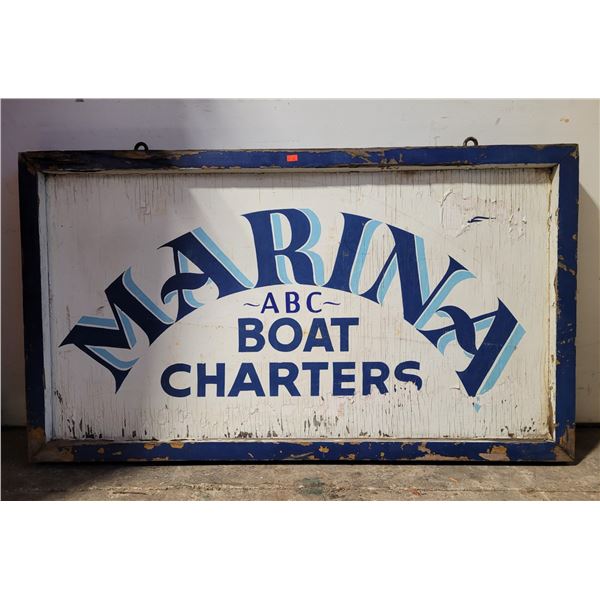 Wooden Double-Sided Marina Boat Charters Sign