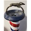 Image 2 : VTG Barber's Pole Standing Ashtray w/ Leaping Gazelle Accent