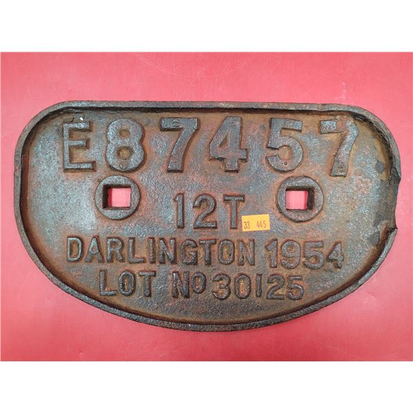 Heavy Cast Iron British Railways Wagon Plate