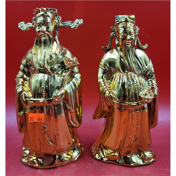 2 Metal Hang Seng Bank Figural Coin Banks (Fu & Lu Deities)