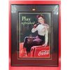 Image 1 : Framed VTG "Play Refreshed" Coca-Cola Advertising Sign