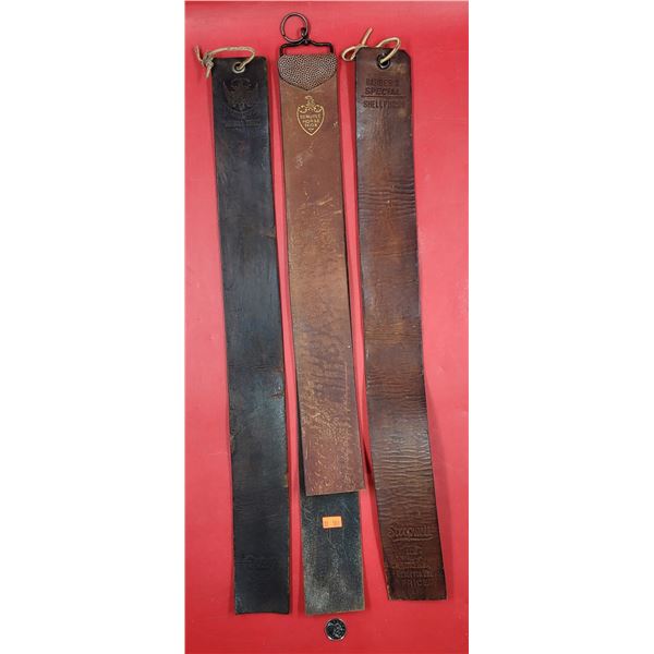 3 VTG Leather Razor Strops (Shell Finish, Arabian Shell, & Genuine Horse Hide)