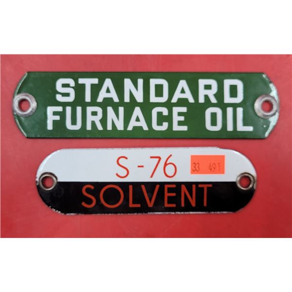 Two VTG Porcelain Oil/Gas Plaques