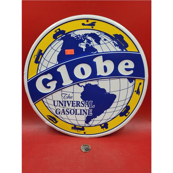 Embossed Tin Globe Gasoline Advertising Sign