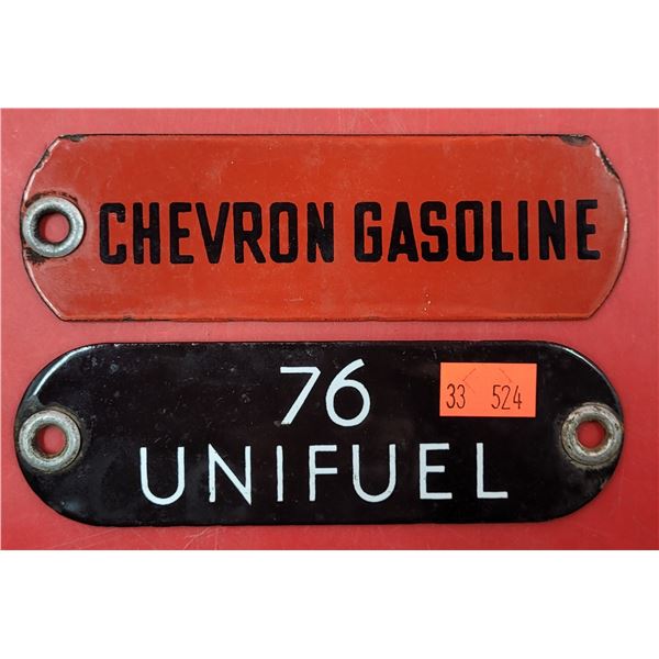 2 VTG Porcelain Gasoline/Fuel Plaques