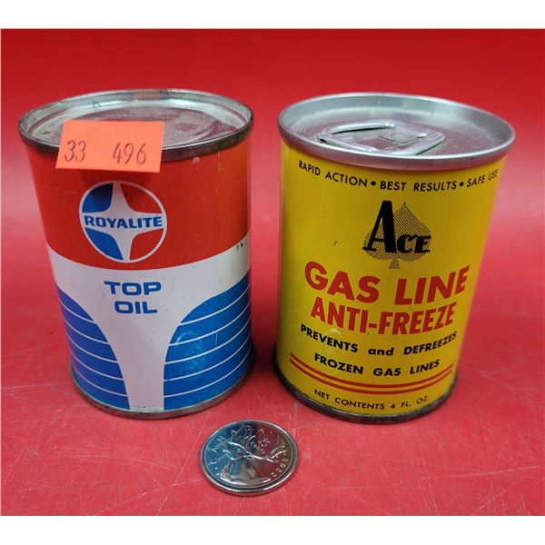 Royalite Top Oil & Ace Gas Line Anti-Freeze Oil Cans [Full]