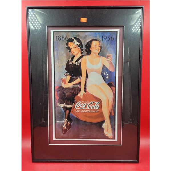 Framed VTG Coca-Cola Advertising Sign