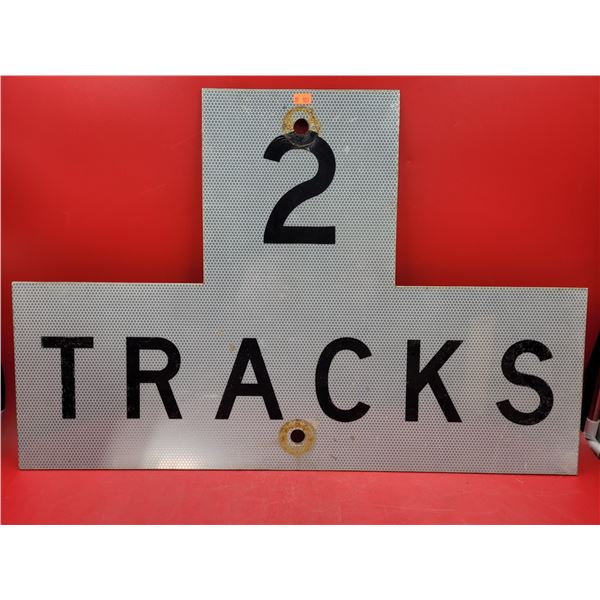 2 Tracks Railroad Crossing Sign