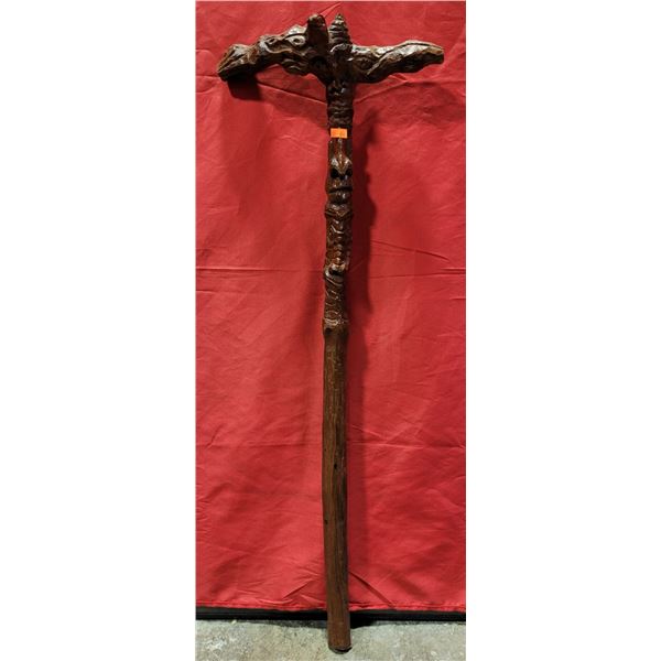 Hand-Carved Wooden Walking Stick