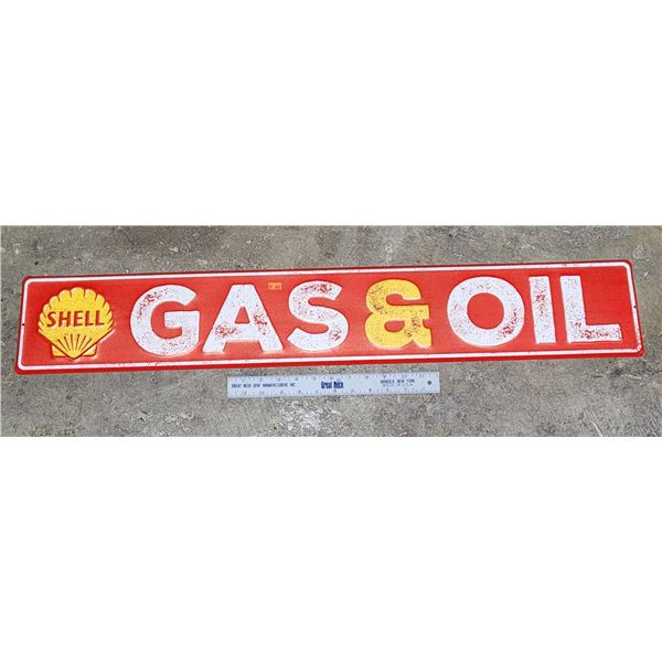 Embossed Metal Shell Gas & Oil Sign