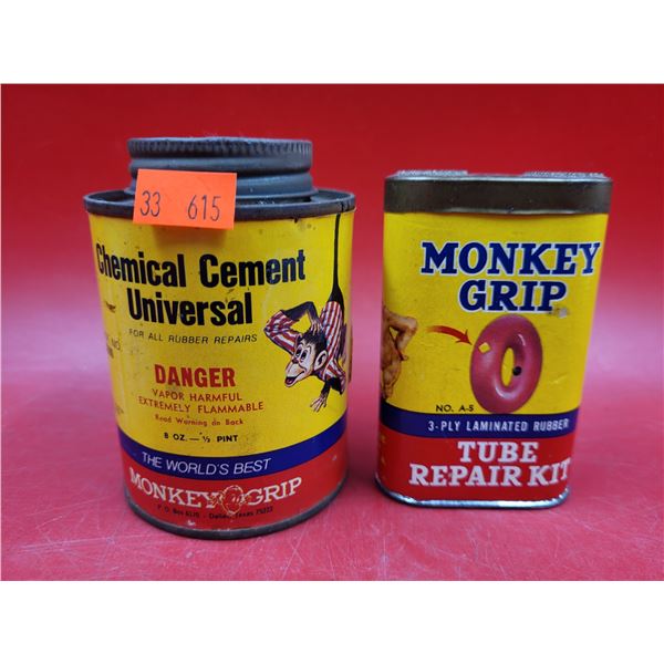 2 VTG Monkey Grip Tins (Cement & Tube Repair)