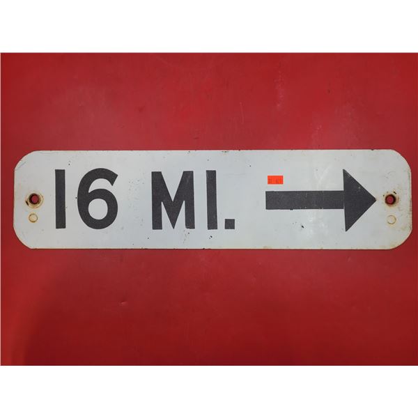Metal Double-Sided 16 Miles & Closed Road Sign