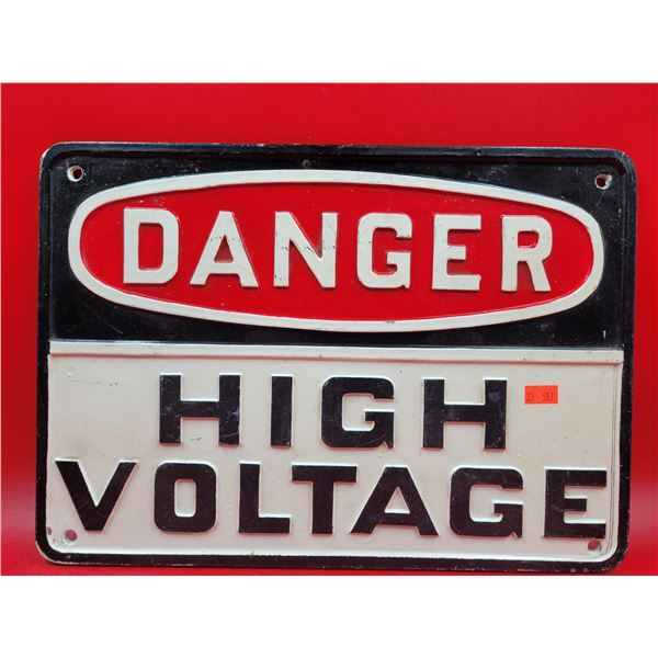 Cast Aluminum Danger High Voltage Sign